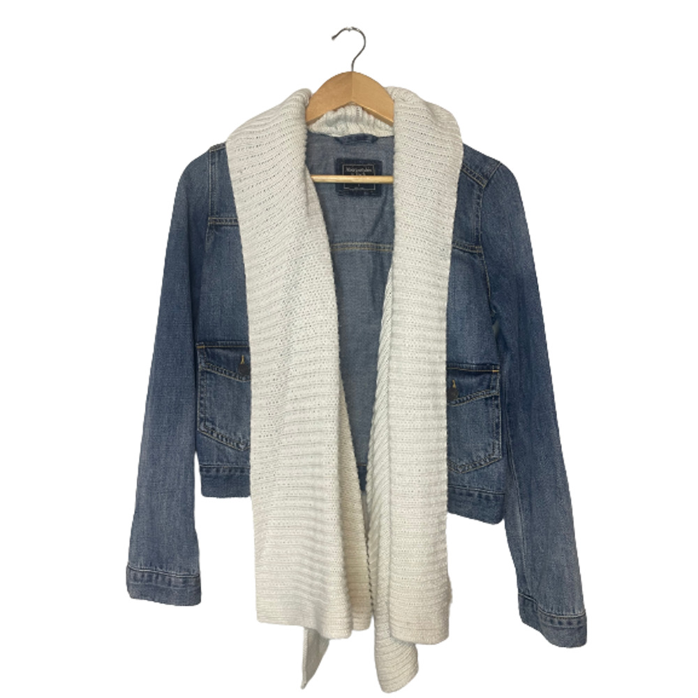 Abercrombie & Fitch Womens Blue Jean Denim Sweater Lined Jacket SZ S